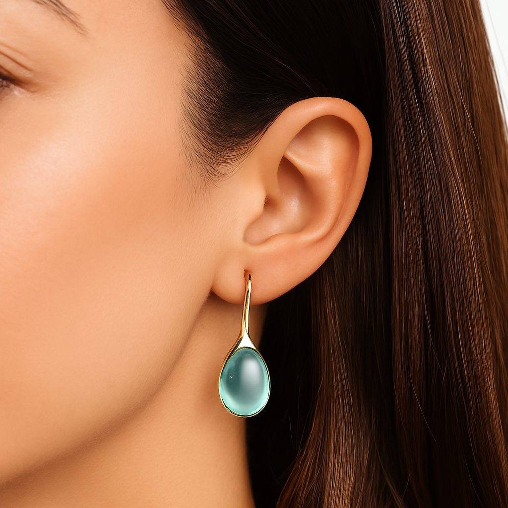 Boucles d'oreilles en forme de goutte en or et argent