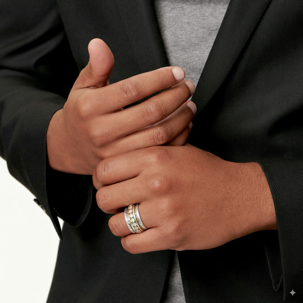 Bague vintage en or et argent ornée de zirconium