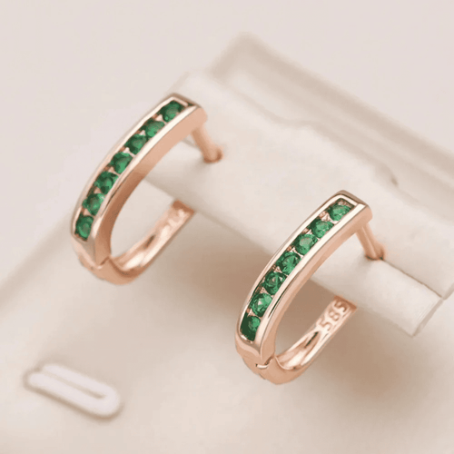 Élégantes Boucles d'Oreilles en Cristal Vert