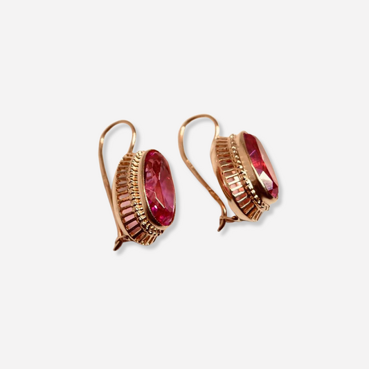 Inès™ | Boucles d’oreilles cristal rouge et or rose