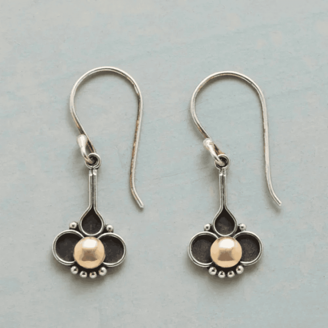Boucles d'oreilles en argent avec perles et motif trèfle bohème