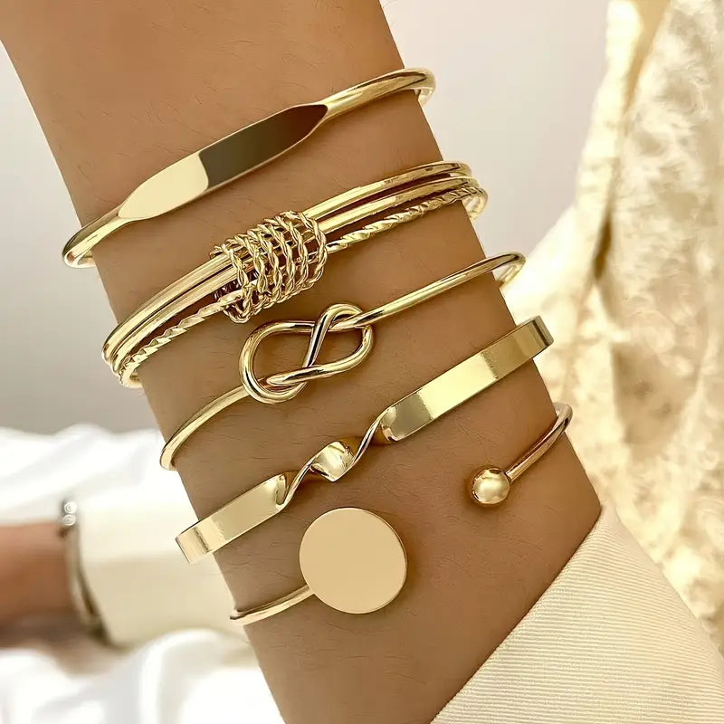 Set de Bracelets Élégance avec Nœuds | Or