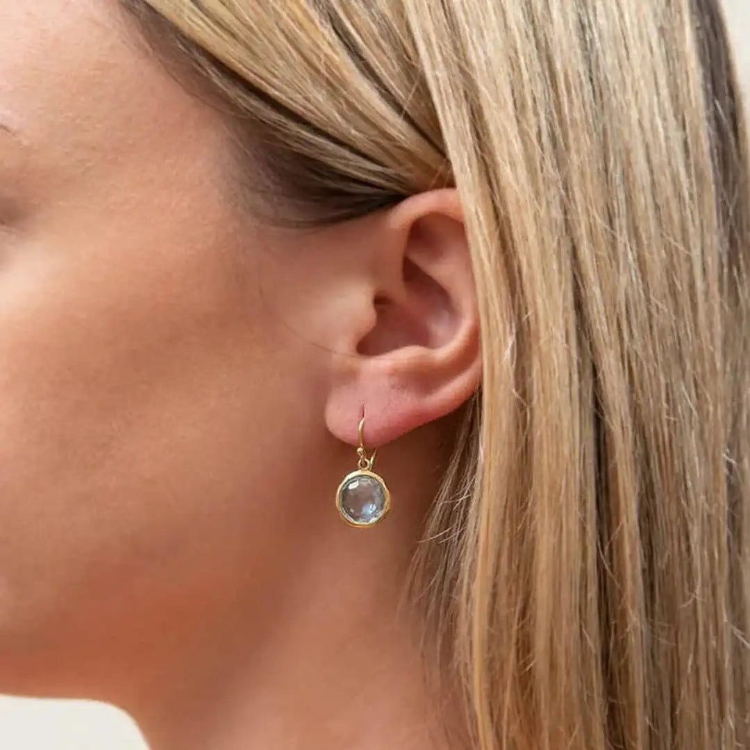 Boucles d'Oreilles Vintage en Cristal Bleu Éclatant