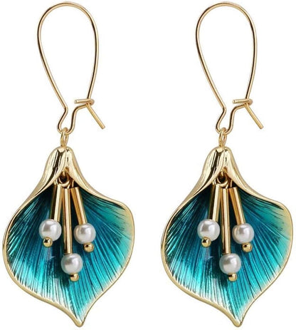 Boucles d'oreilles vintage en argent Lotus Bleu