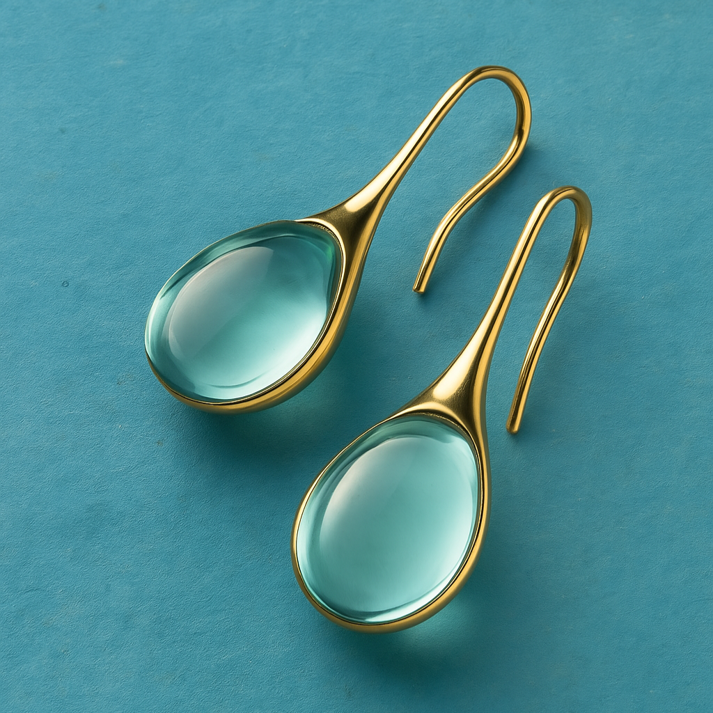Boucles d'oreilles en forme de goutte en or et argent