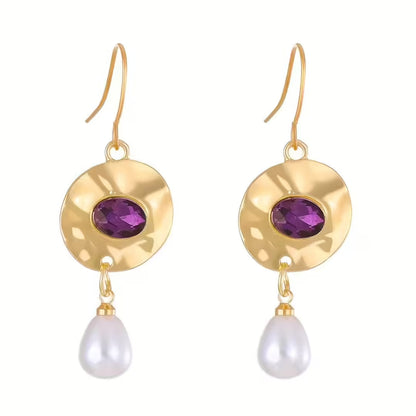 Boucles d'oreilles en perles ornées de zirconium violet