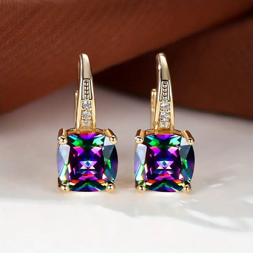 Boucles d'oreilles cercle Mystic Stone | Or