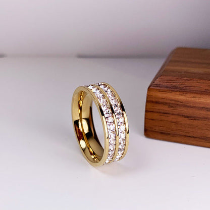 Bague Élégante à Double Insert en Zircon