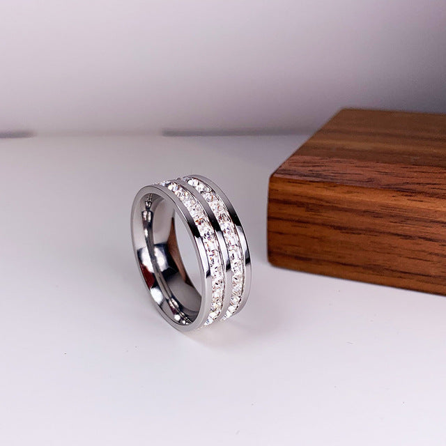Bague Élégante à Double Insert en Zircon