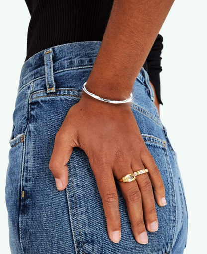 Bracelet en argent 925 ajustable à la silhouette irrégulière