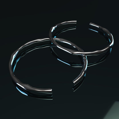 Bracelet en argent 925 ajustable à la silhouette irrégulière