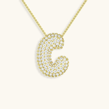 Bubble™ | Collier avec Initiale et Imitation Diamant