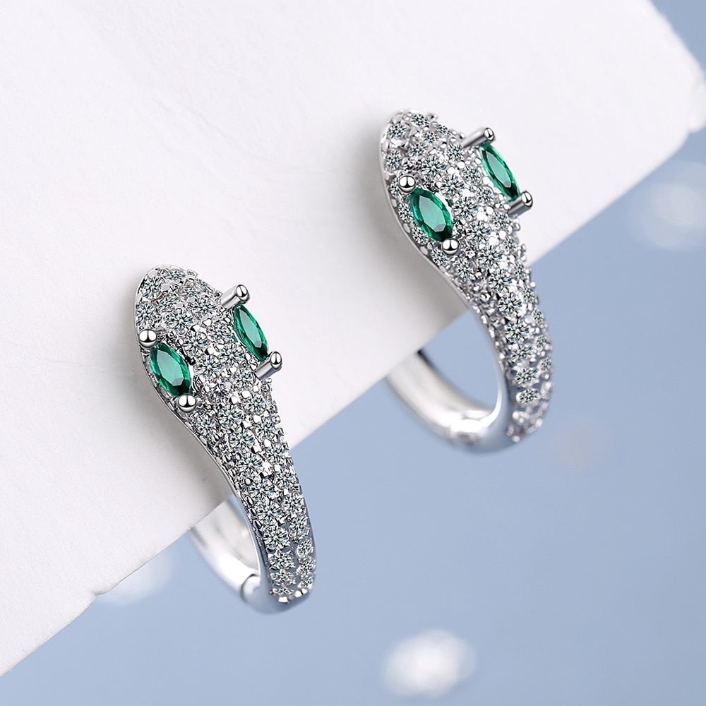 Boucles d'Oreilles Motif Serpent en Argent Sterling 925