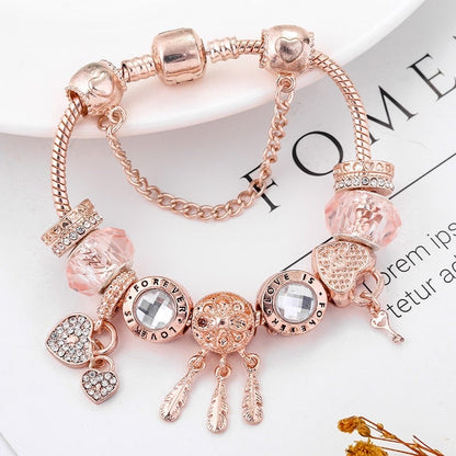 Bracelet en Argent avec Breloques et Pendentif Attrape-Rêves