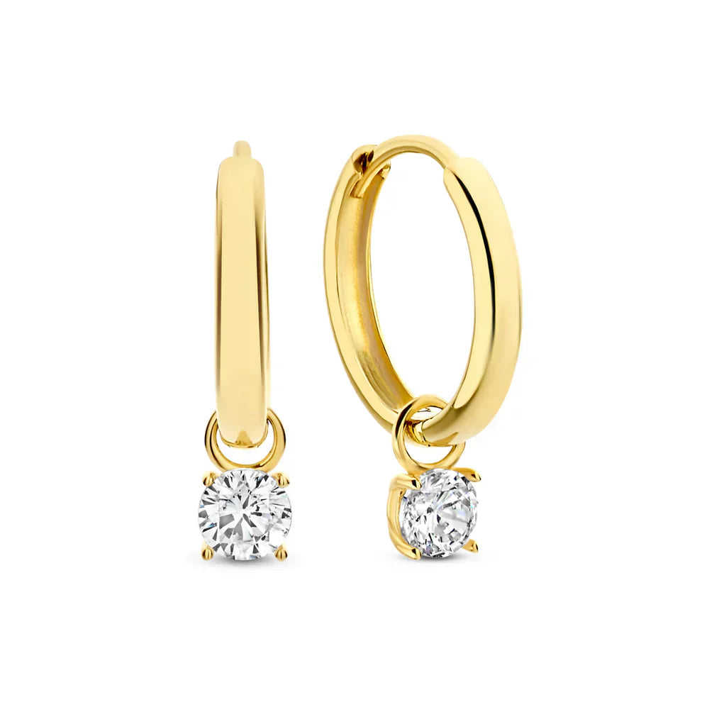 Boucles d'oreilles cercle avec Pierre Larmes de Lune | Or