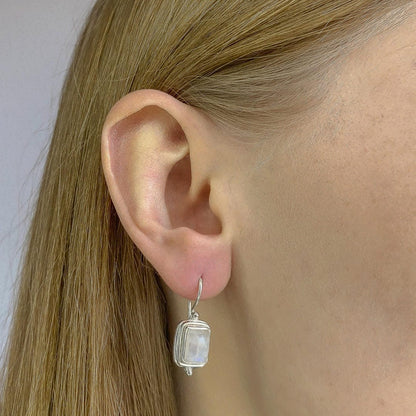 Boucles d'oreilles Carrées en Pierre de Lune Lustre