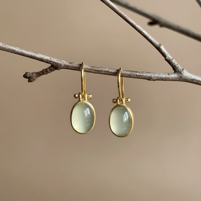 Créoles Vintage en Pierre de Lune Verte