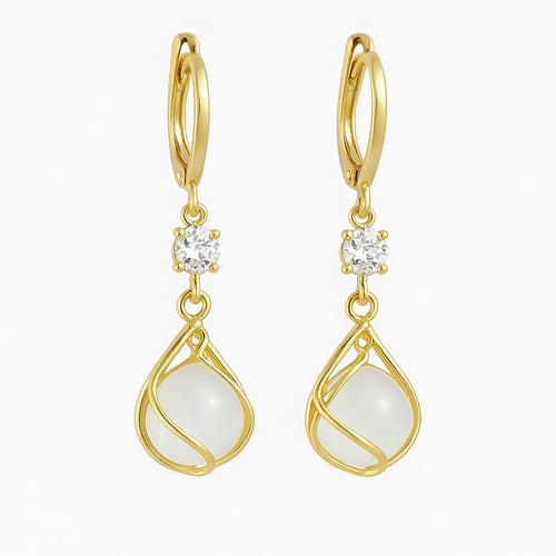 Célia™ | Boucles opale blanche dorées