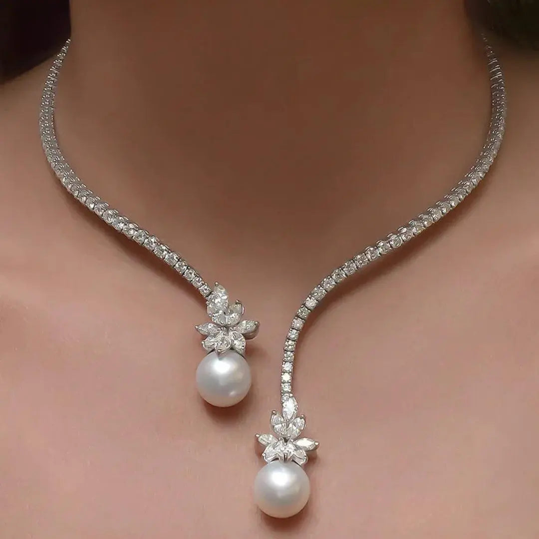 Collier élégant et éclatant orné de perles en argent sterling