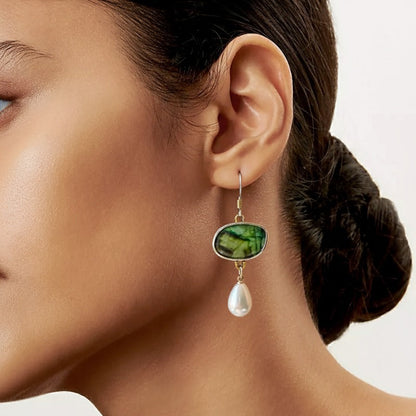 Boucles d'oreilles vintage en argent ornées de pierres naturelles