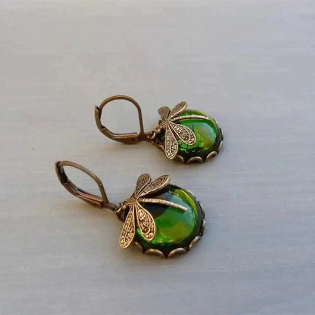 Boucles d'oreilles Libellule en Or Vieilli