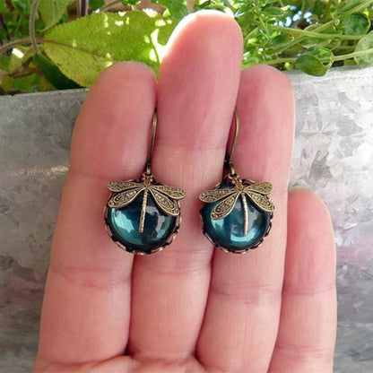 Boucles d’oreilles libellule avec cristaux en or ancien