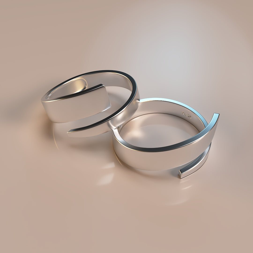 Bague ajustable en argent 925, au design épuré