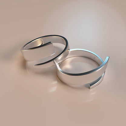 Bague ajustable en argent 925, au design épuré
