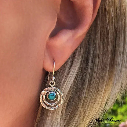 Créoles Boho Saturne : Turquoise et Or