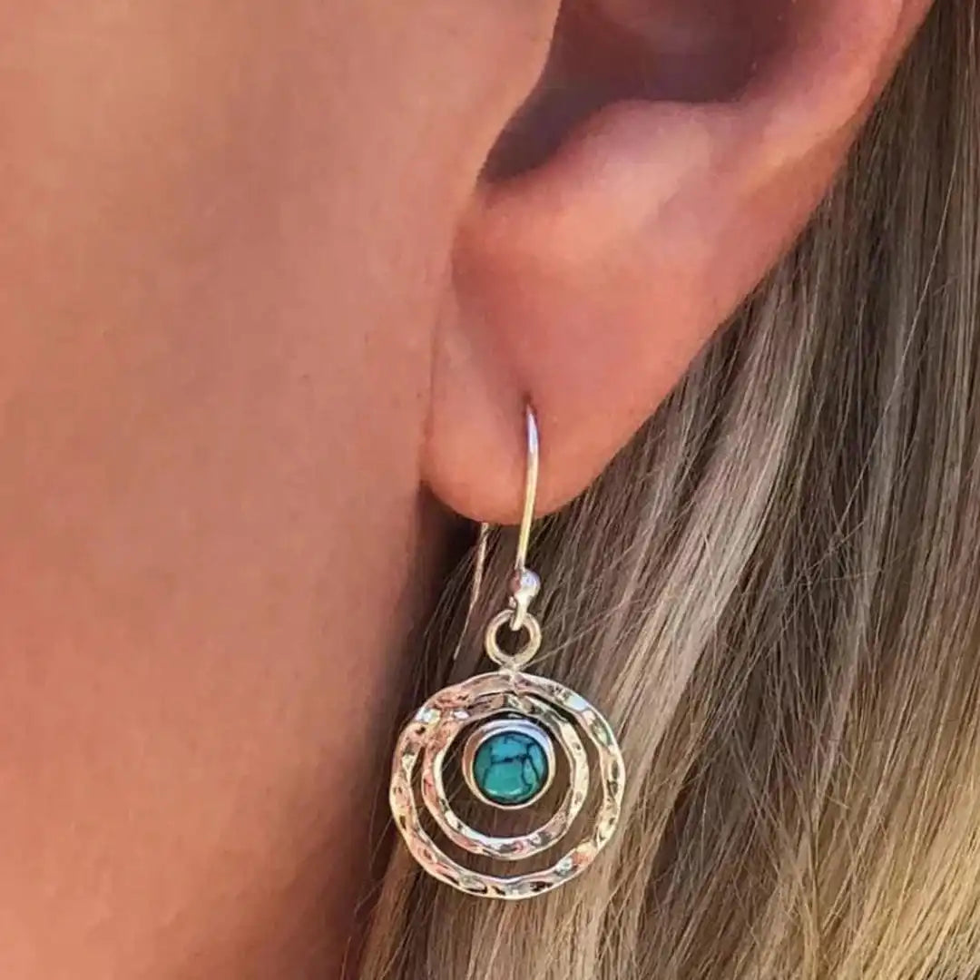 Créoles Boho Saturne en Turquoise et Or