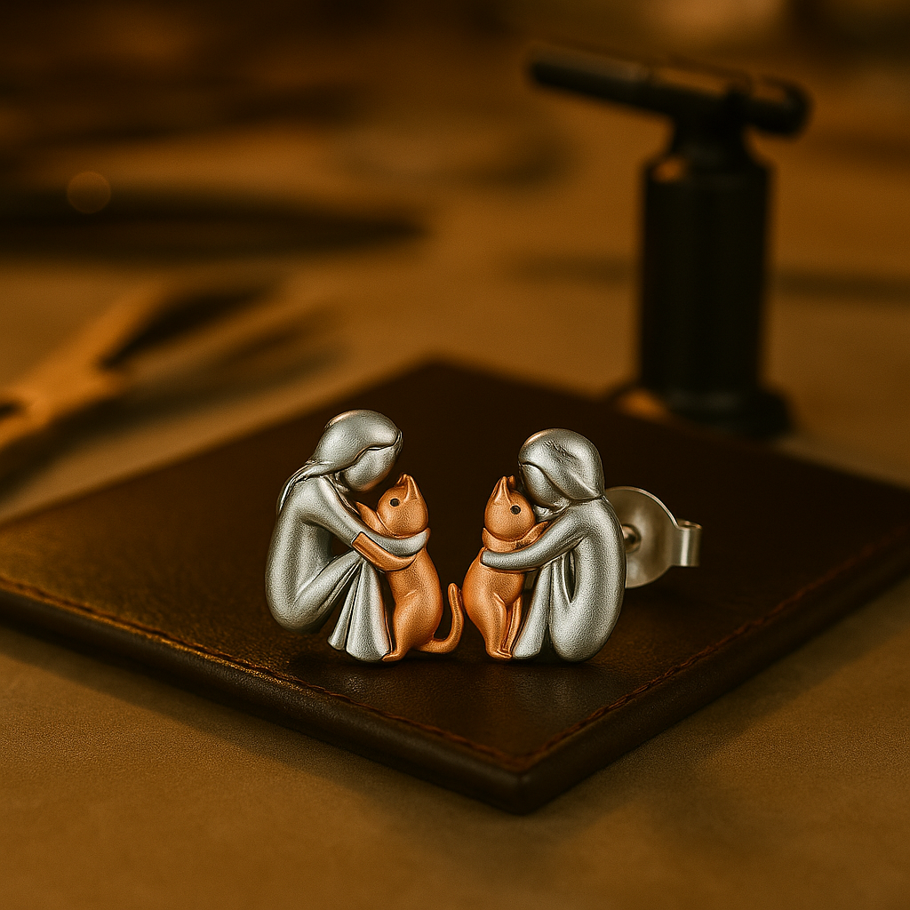 ELENA | BOUCLES D'OREILLES EN CÂLIN AVEC UN CHAT