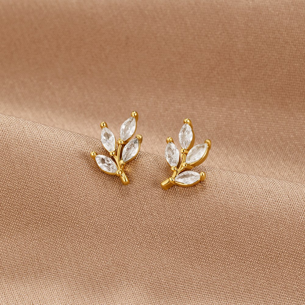 Boucles d'oreilles Chic en Cristal Feuille