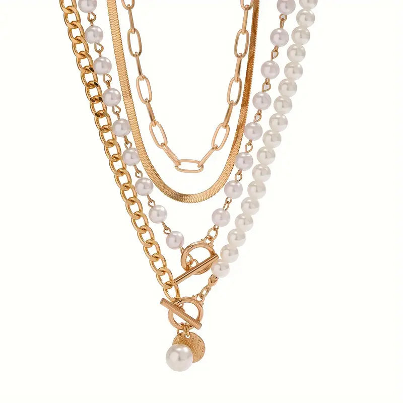 Set de Collier Chaîne Serpent avec Perles Vintage | Or