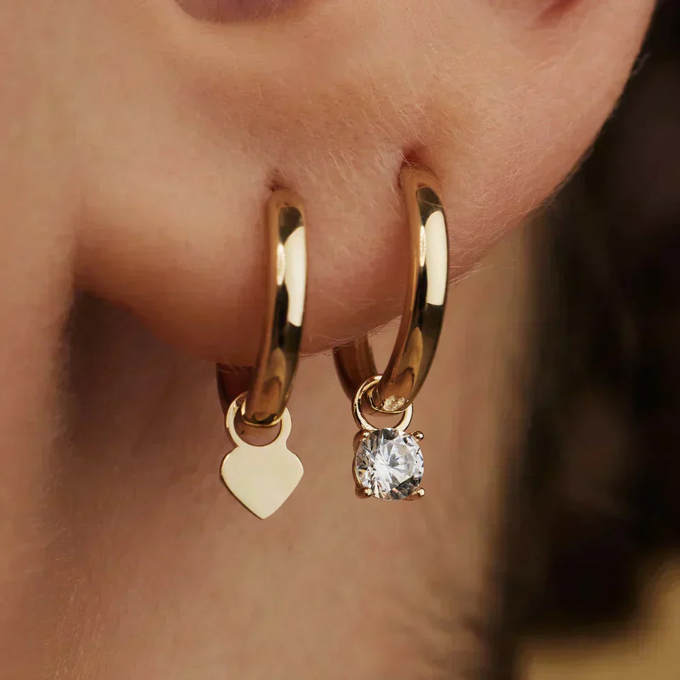 Boucles d'oreilles créoles avec pierres Larmes de Lune