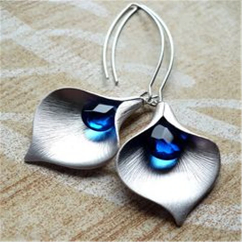 Boucles d'oreilles en Pierre Bleue Argentée