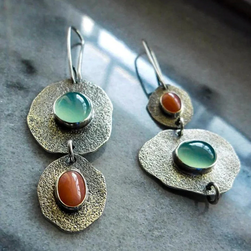 Boucles d’Oreilles Vintage Argent au Design Naturel