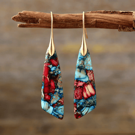 Boucles d'oreilles vintage en argent et or ornées de pierres précieuses colorées