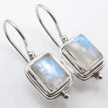 Boucles d'oreilles Carrées en Pierre de Lune Lustre