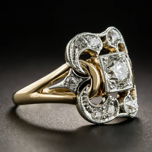 Bague vintage en or avec zircon