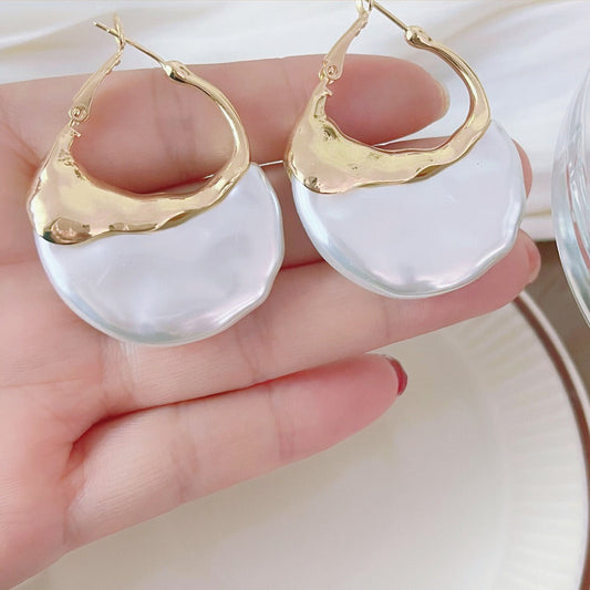 Boucles d’Oreilles Vintage Bicolores Blanc et Or