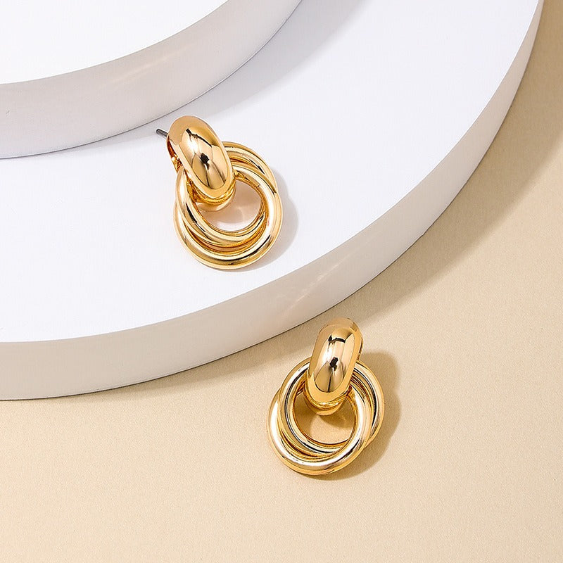 Boucles d’Oreilles Raffinées Style Luxueux Dorées