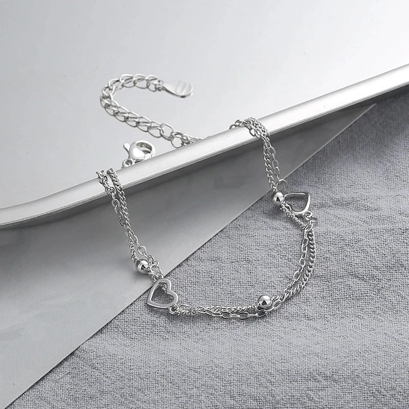 Bracelet fin en forme de cœur en argent 925