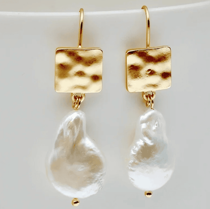 Boucles d'oreilles en perles d'eau douce au style rétro