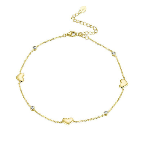 Chloé™ | Bracelet de Cheville Cœurs & Zircon